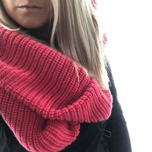 Hot Pink Knit Infinity Scarf